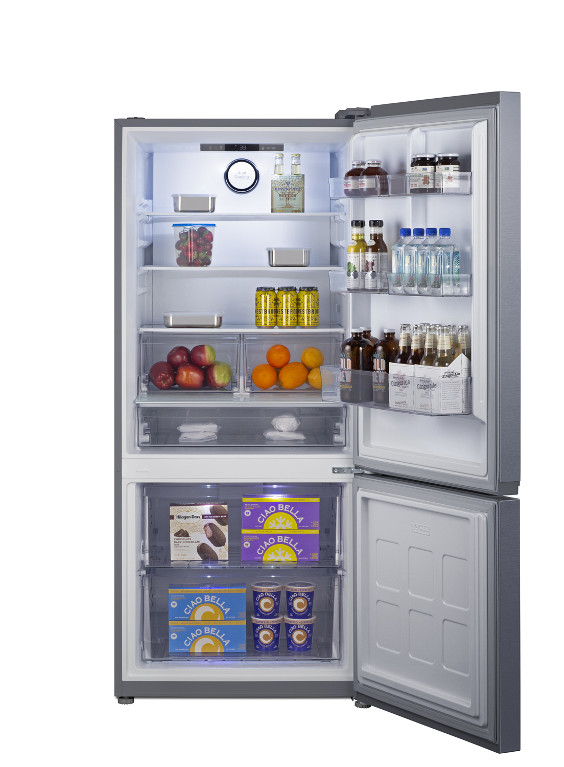 Frost-free ENERGY STAR certified bottom freezer refrigerator in stainless steel and counter depth fit